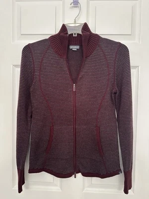 Cárdigan tejido a rayas con cremallera completa Eddie Bauer para mujer - pequeño Foto 1 de 4