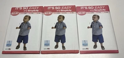 NEW Lot of 3 It's So Easy It's Simplicity L9700 Infants Button Down Shirt Shorts - Image 1 of 2