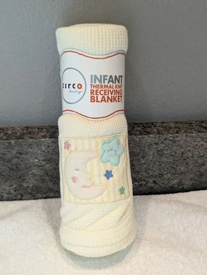 Circo Vintage Térmico Gofre Algodón Bebé Manta Recepción Parche Estrella Luna Amarilla Foto 1 de 4