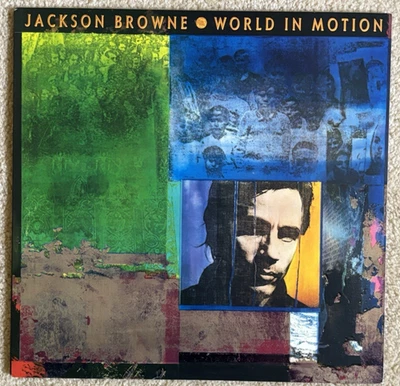 JACKSON BROWNE - World in Motion (1989) Vinyl LP Record. NEAR MINT - Image 1 of 4