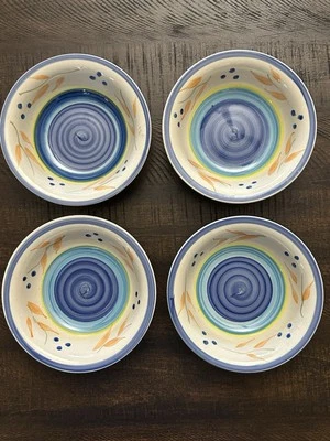 8-дюймовая сервировочная чаша с ручной росписью черника, листья и завиток лаванды НЕТРОНУТАЯ - Изображение 1 из 4