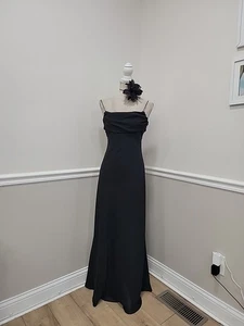 Maxi Vestido Formali De Colección Y2K Negro Crepé/Chifón Baile de graduación/Estilo Bridgerton - Imagen 1 de 9