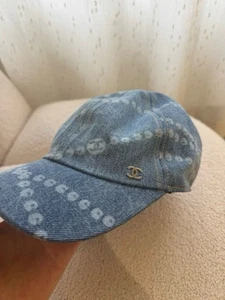 NWOT! AUTHENTIC Chanel Logo CC Baseball Cap in Light Blue (Chanel Shopping Bag) - Picture 1 of 9