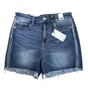 Pantalones Cortos Judy Azul Nuevo con Etiquetas Grandes Cintura Alta Azul Jean Denim Dobladillo Crudo Fray Daisy Dukes - Imagen 1 de 13
