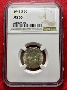 1943 S Jefferson Nickel 5c NGC Certified MS66 High Grade Toner Random Pick - Picture 1 of 4
