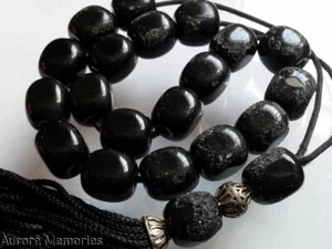 Vintage Mala Prayer Worry Beads Black Onyx Natural Stone LG 63.74g - Picture 1 of 1