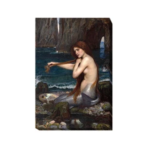 A Mermaid by John Waterhouse Gallery-Wrapped Canvas Giclee Art (24 in x 16 in) - Picture 1 of 1