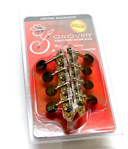 Grover Nickel w/Black Buttons "F" Style Mandolin Tuners/Tuning Pegs 409FNB - Picture 1 of 2