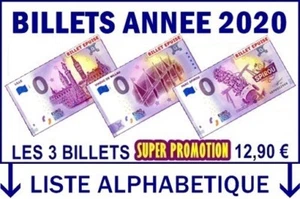 BILLET 0 € / LOT DE 3 BILLETS 0 € ANNEE 2020 / NULL EUROSCHEIN / 0 € BANKNOTE - Picture 1 of 1