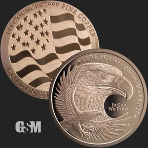 Copper EAGLE - 5 oz .999 FINE COPPER Round GSM (BU in Coin Capsule) - Picture 1 of 3