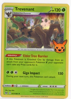 Trevenant 017/196 Halloween Stamped Holo Pokemon Card - Image 1 of 2