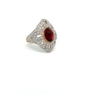 Almandin Granat 3,30tcw & Diamant 1tcw 18ky Gold & Platin Ring Gr. 6,5 NEU - Bild 1 von 6