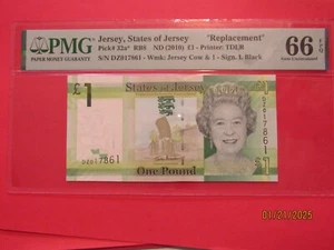 JERSY 1 Pound ND 2010 P 32 A GEM UNC PMG 66 EPQ !!! *** REPLACEMENT NOTE *** !!! - Picture 1 of 2