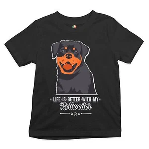Life is Better With My Rottweiler Youth T-shirt Rottie Pet Dog Lover Kids - Picture 1 of 29