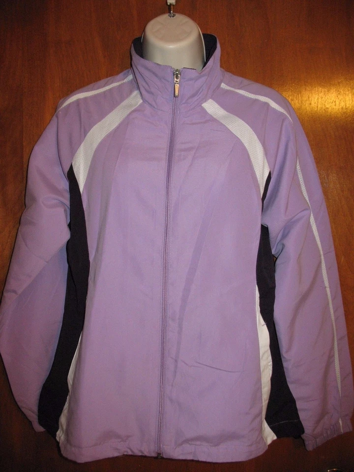 ATHLETIC WORKS Medium Zip-Up WINDBREAKER ATHLETIC JACKET (purple/white) NWT - Image 1 of 1