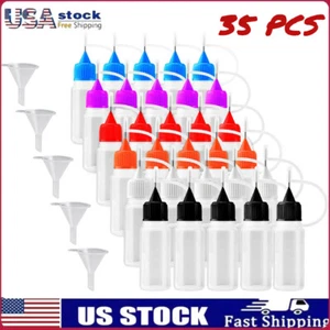 30pcs 10ml Needles Precision Tip Applicator,Translucent Glue Bottles w/ 5 Funnel - Picture 1 of 9