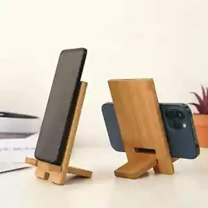 Bamboo Mobile Phone Desk Table Mount Stand Ideal Clamp Holder For All Smartphone - Picture 1 of 4
