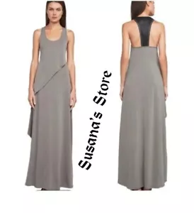 NWT BCBG MAXAZRIA SIZE S AUDRA FAUX LEATHER BACK MAXI DRESS Elegant Fashion $298 - Picture 1 of 5
