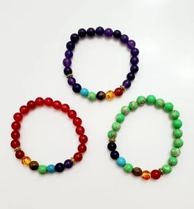 Pulsera de 7 chakras con cuentas de equilibrio de curación de piedra natural cuentas de 8 mm. - Imagen 1 de 4