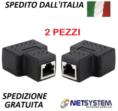 Sdoppiatore di rete Ethernet cavo LAN RJ45  8 poli. 2 pezzi - Immagine 1 di 4