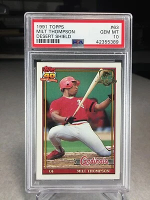 1991 Topps Desert Shield Milt Thompson #63 - PSA 10 - St. Louis Cardinals - Image 1 of 2