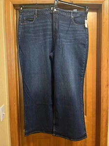 Jeans Old Navy, Sky-Hi pierna ancha, tiro extra alto para mujer 24, bolsillos, azul $49 nuevos con etiquetas - Imagen 1 de 14
