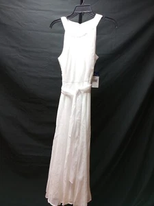 Chaps Women's Size 4 Sleeveless Lined White Dress With Tie MSRP $ 79 NWT - Picture 1 of 8