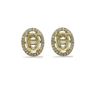 Oval 6x4mm Halo Earring Semi Mount In 14k Yellow Gold With Diamonds (54989) - Picture 1 of 4