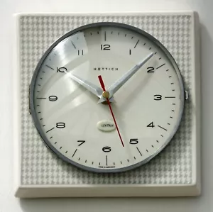 Vintage 18cm Hettich Wanduhr - Keramik Retro Atomic Mid Century Grau Deutsch - Bild 1 von 4