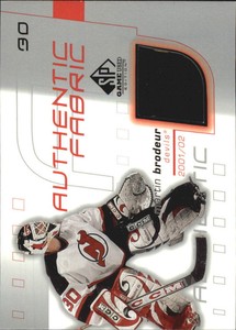 2001-02 (DEVILS) SP Game Used Authentic Fabric #AFMB Martin Brodeur
