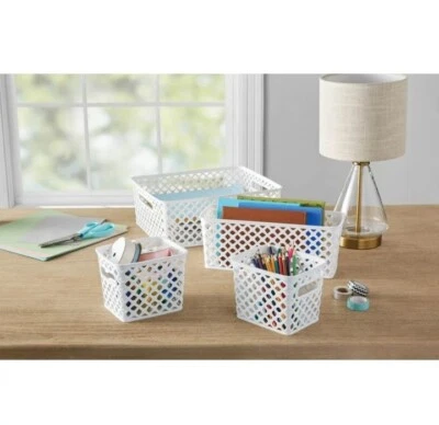 Mainstays Decorative Storage Basket, Set of 4, White - Image 1 of 4