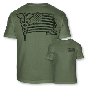 Patriotic RN CNA ICU ER Nurse Caduceus American USA Flag Athletic T-Shirt - A62 - Picture 1 of 7