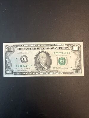 Lightly Circulated Small Head $100 bill (One Hundred Dollar Bill) - Series 1977 - Image 1 of 2