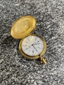 Roebuck And Co Pocket Watch Swiss Made Deer And Flower Design Gold Tone   - Picture 1 of 4