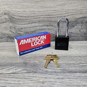 AMERICAN LOCK - Series 1205 Black Padlock- A1206BLK Shackle - Brand New 2 Keys  - Picture 1 of 10