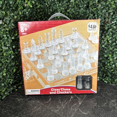 Kid Connection Glass Chess and Checker Set Board Game, Clear & Frosted Pieces - Image 1 of 4