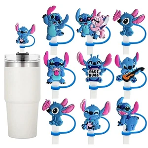 1-8Pcs Disney Stitch Straw Cover Cap Cartoon Drink Straw Plug Reusable - Picture 1 of 14