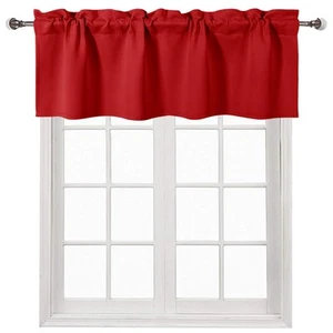 Red Christmas Valance for Windows Rod Pocket Blackout Window Valance Curtains... - Picture 1 of 8