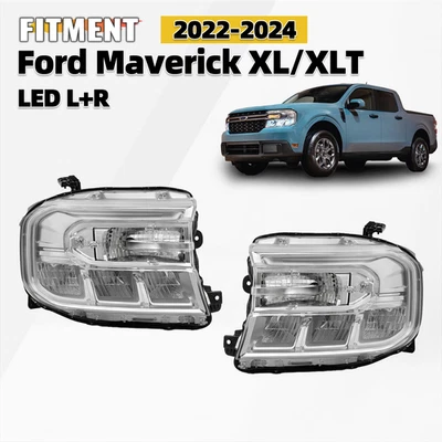 For 2022-2024 Ford Maverick XL/XLT LED Headlight w/o LED DRL Left+Right Pair Foto 1 de 4