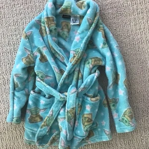 Star Wars Girls The Mandalorian Baby Yoda Grogu Fleece Bath Robe sz XS 4/5 - Picture 1 of 3