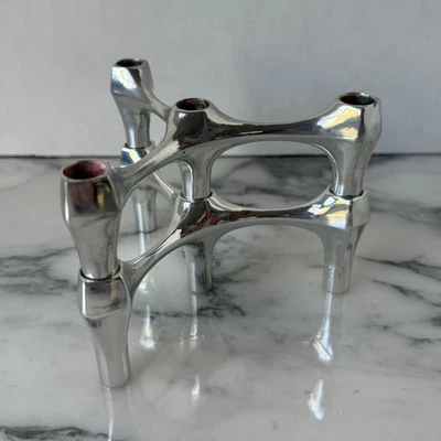 2 SOPORTAVELAS VINTAGE APILABLES cromados FRITZ NAGEL BMF atribuidos xlnt años 70 Foto 1 de 4