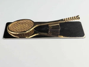 Vintage Gold Farbe Tennisschläger Schreibtisch Clip Briefbeschwerer Brief Halter 6" - Bild 1 von 7
