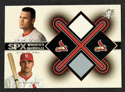 Parche de camiseta usada 2001 Upper Deck SPX Akbert Pujols juego Jim Edmonds Foto 1 de 2
