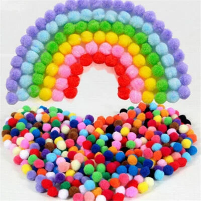 100pcs Color Fluffy Soft Pom Poms Pompoms Balls Bobbles 15mm DIY Crafts For Kids - Image 1 of 4