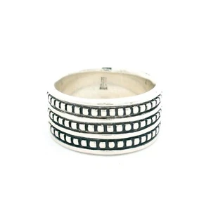 Anello James Avery argento sterling 925 pensionato largo tripla fila a pois misura 8 - Foto 1 di 8