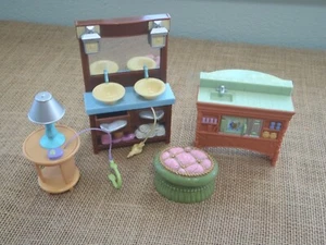 Lámpara de mesa de doble fregadero otomana para casa de muñecas Fisher Price amorosa familia casa de muñecas - Imagen 1 de 6