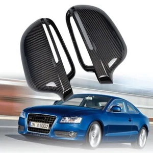 Carbon Fiber Side Wing Rear View Mirror Cover Caps Replace Trim For Audi A5 S5 - Picture 1 of 15