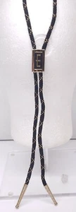 SWANK Initial E Gold Tone Bolo Tie with Gold Tone Bullets Black Corded Tassels - Picture 1 of 7