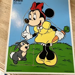 Playskool Minnie Mouse Wooden Frame Puzzle 190-16 Disney Thumper Blue Background - Picture 1 of 4