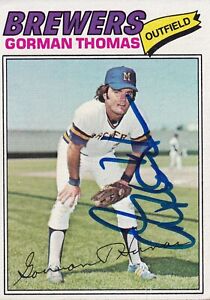 Gorman Thomas Signed 1977 Topps Brewers Baseball Card #439 Autograph 81 All Star